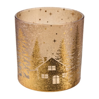 Glas Windlicht Winterlandschaft