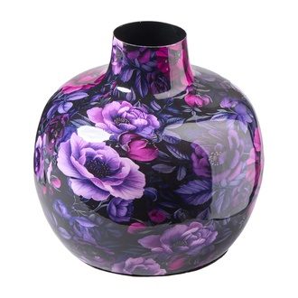 Metall Vase/Bauchig Blumenmuster