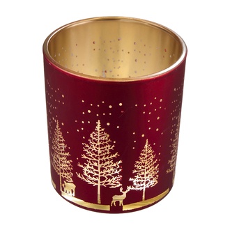 Glas Teelichtbecher Weihnachtswald