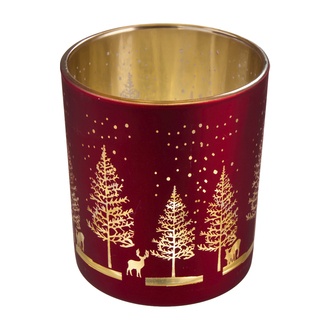 Glas Teelichtbecher Weihnachtswald