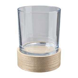 Holz Sockel drehend mit Glas