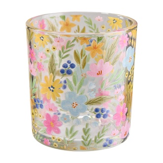 Glas Teelichtbecher Blüten