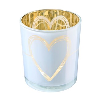 Glas Teelichtbecher Herzliebe