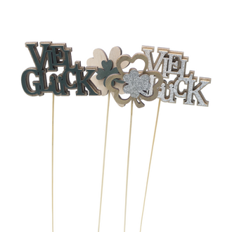 Holz Stecker Kleeblatt/Viel Glück