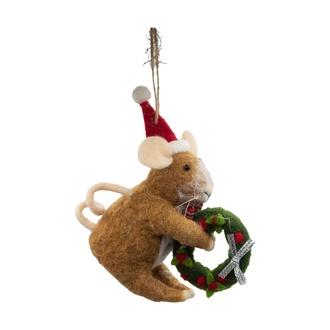 Filz Maus mit Weihnachtsmütze