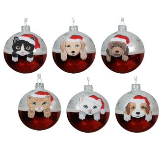 Weihnachtskugel Hund/Katze